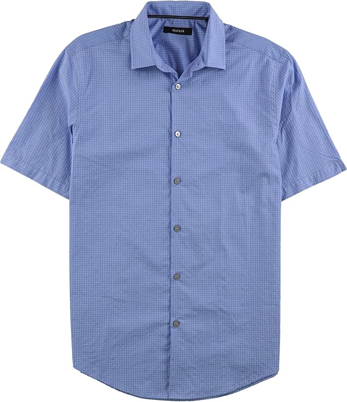 Alfani Mens Grid Button Up Shirt