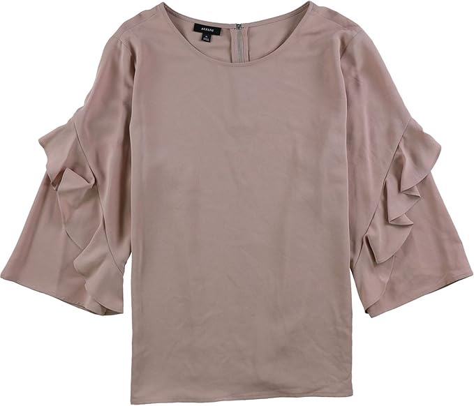 Alfani Womens Zip-Back Ruffled Blouse
